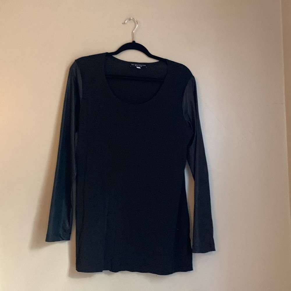 Bryn Walker Long Sleeve Shirt large black layers contrasting fabric Lagenlook